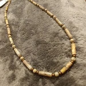 Ocean Jasper and Copper Metal Bead Necklace